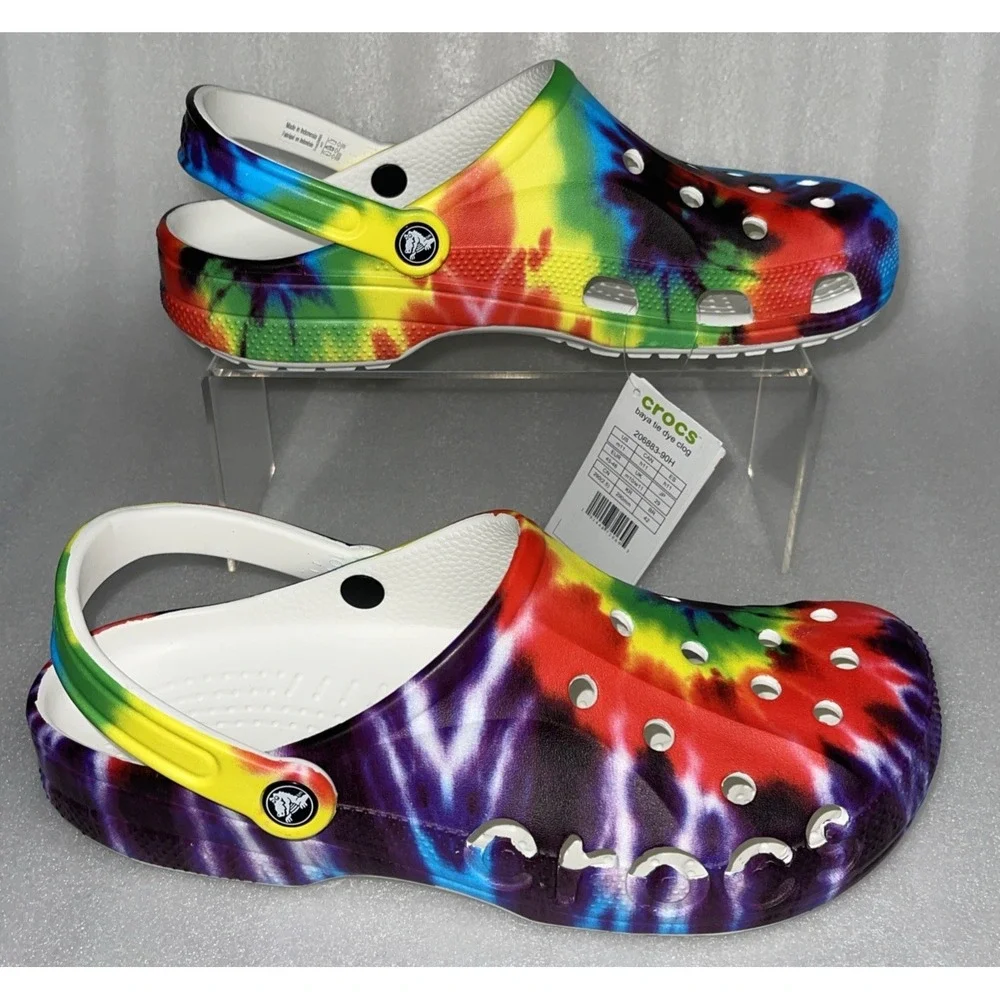Crocs Baya Classic Tie Dye Graphic Clog Multi Color 206883-90H Men's Size 11 NEW